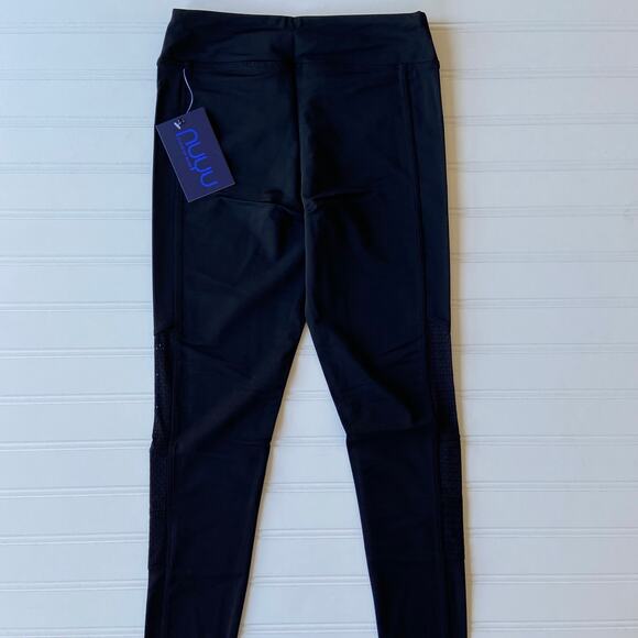 Nuyu XS Black High Waist Full Length Mesh Panel Athletic Workout Yoga Legging - Picture 4 of 10
